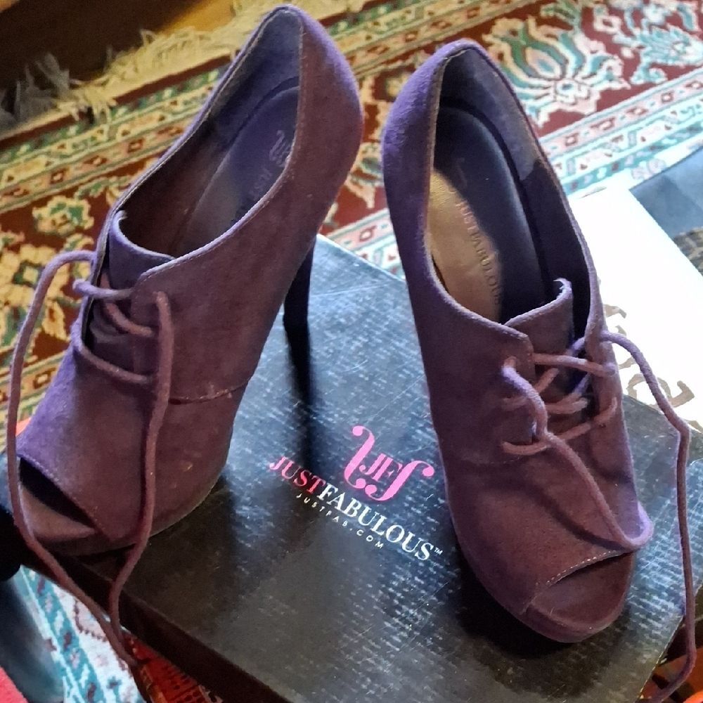 JustFab Purple Lace-Up Heels